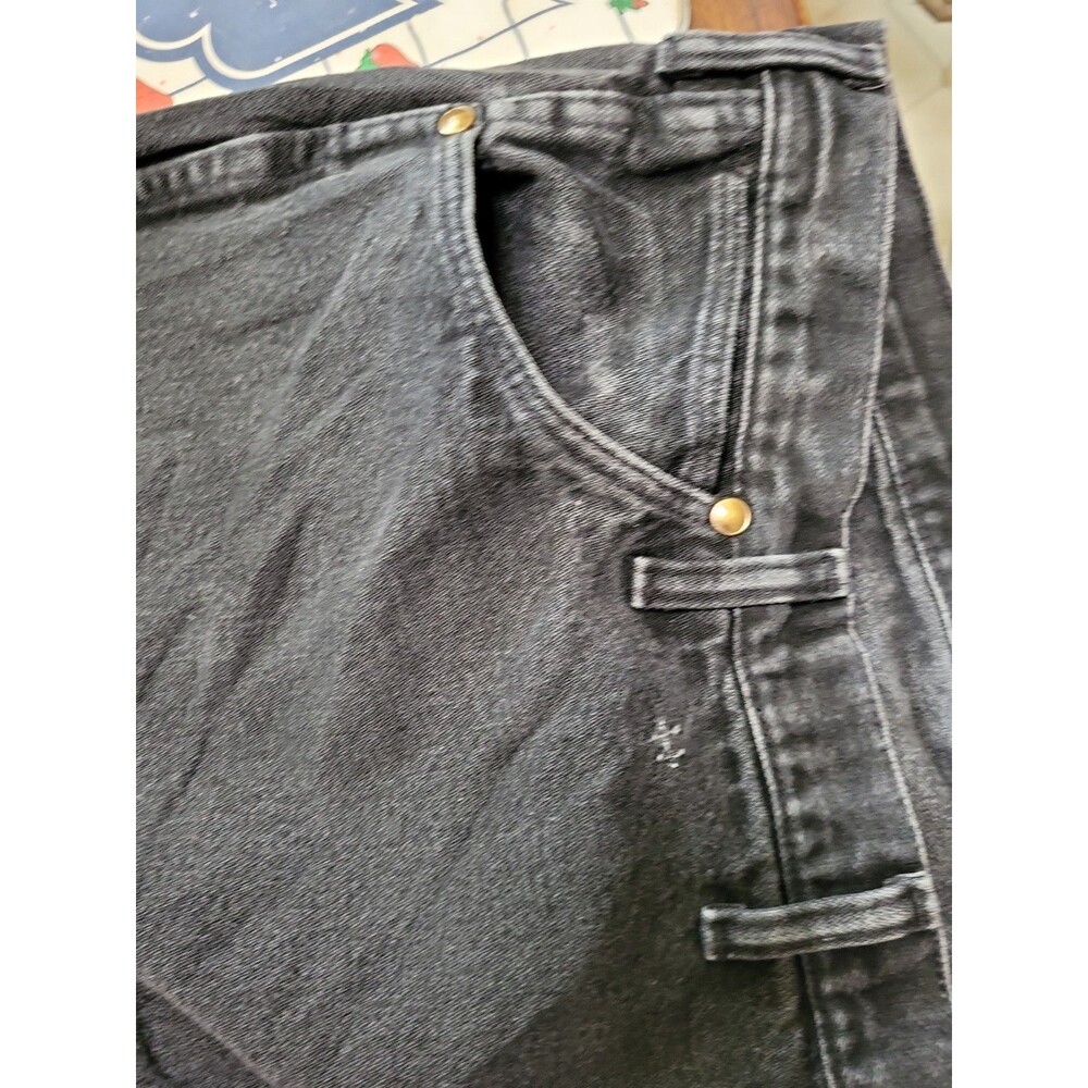 Vintage 80s Wrangler 13MWZWK Black Cowboy Cut Jeans Made in USA 42x32 Distressed - Picture 9 of 16